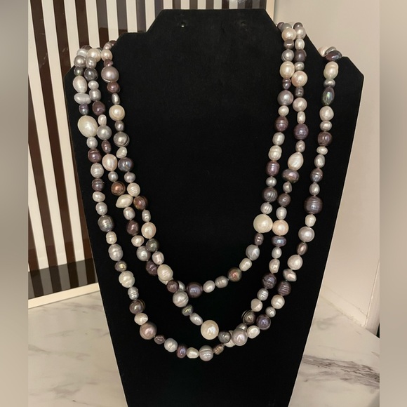 Long Baroque Freshwater Pearl Necklace Vintage Single Strand - Picture 4 of 8